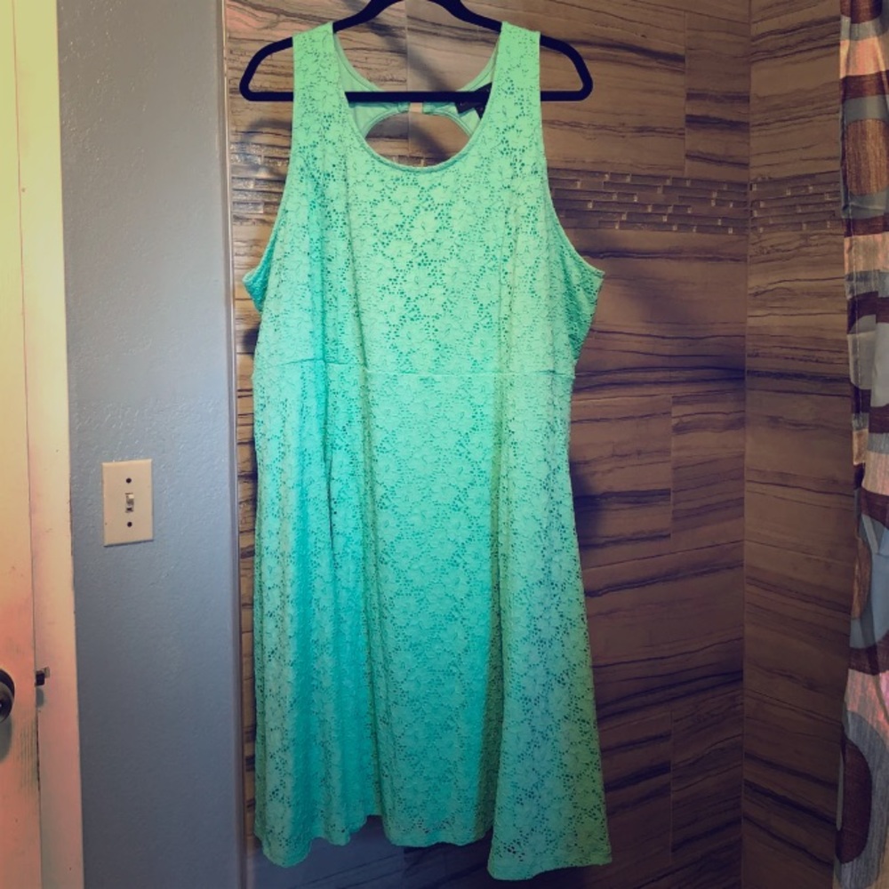 Teal Lace Plus Size knee high dress